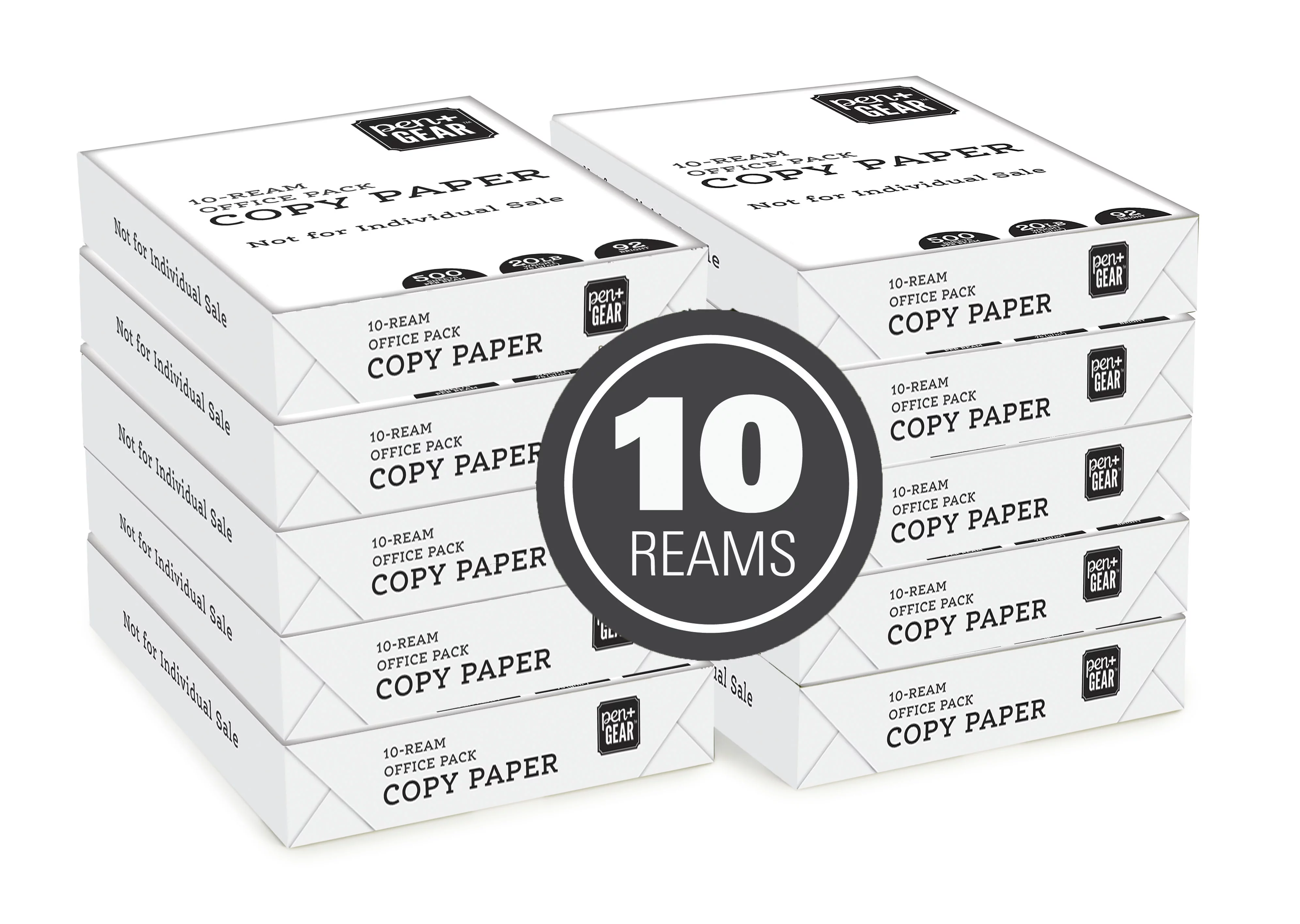 Pen+Gear Copy Paper, 8.5" x 11", 92 Bright White, 20 lb., 10 Ream Case (5,000 Sheets)