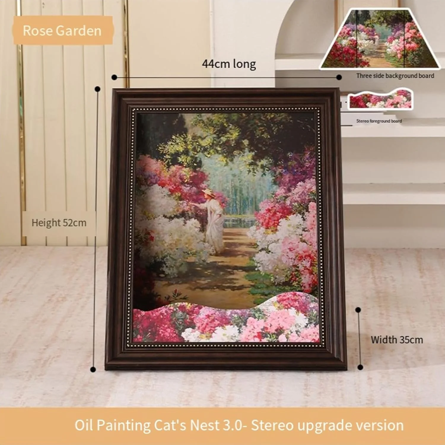 Mona Lisa Cat Scratcher Bed, Cat Living in Famous Painting, Art 4D Oil with Arm Front Panel