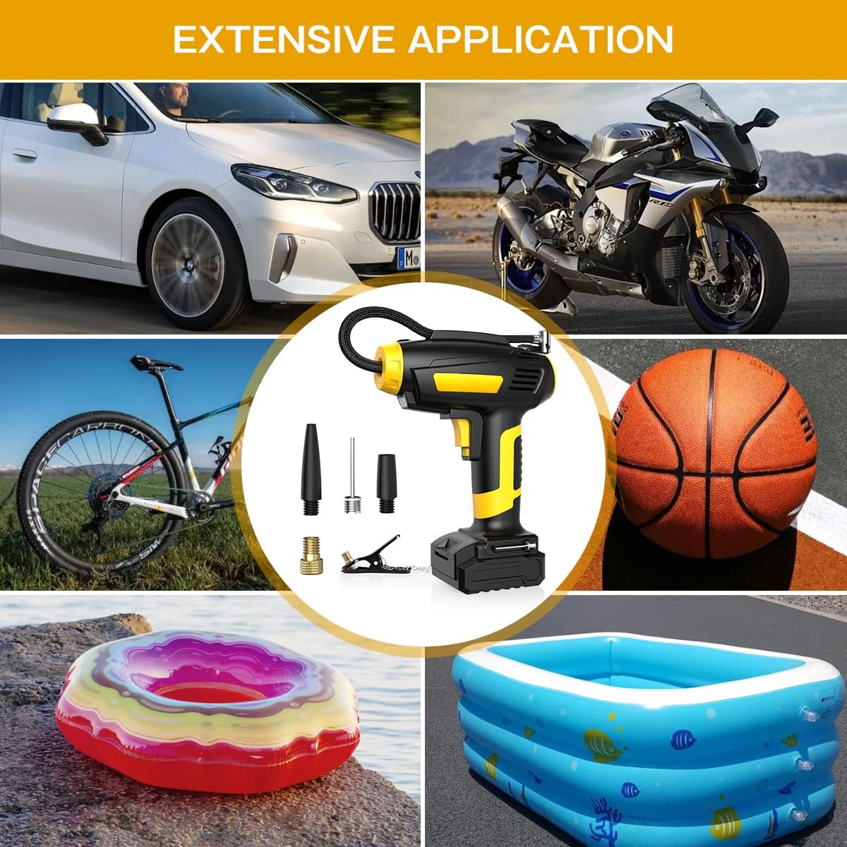 TORYO Tire Inflator, 20V 150PSI Portable Air Compressor Cordless Tire Pump with 2500mAh Rechargeable Li-ion Battery& 12V Car Power Adapter