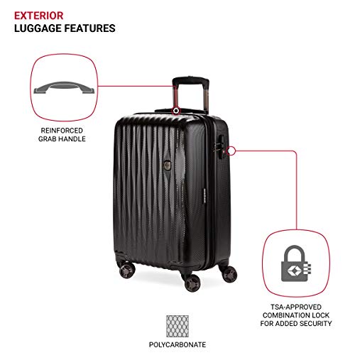 SwissGear 7272 Energie Expandable Hardside Luggage with Spinner Wheels and TSA Lock, Gunmetal, Carry-On 19-Inch