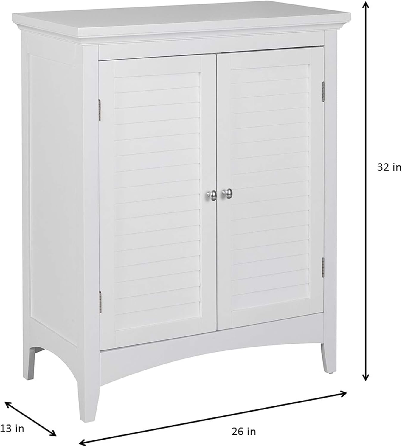 Elegant Home Fashions Glancy Freestanding Floor Cabinet Bathroom Kitchen Living Room Home Storage with 2 Shutter Doors 2 Adjustable Inner Shelves