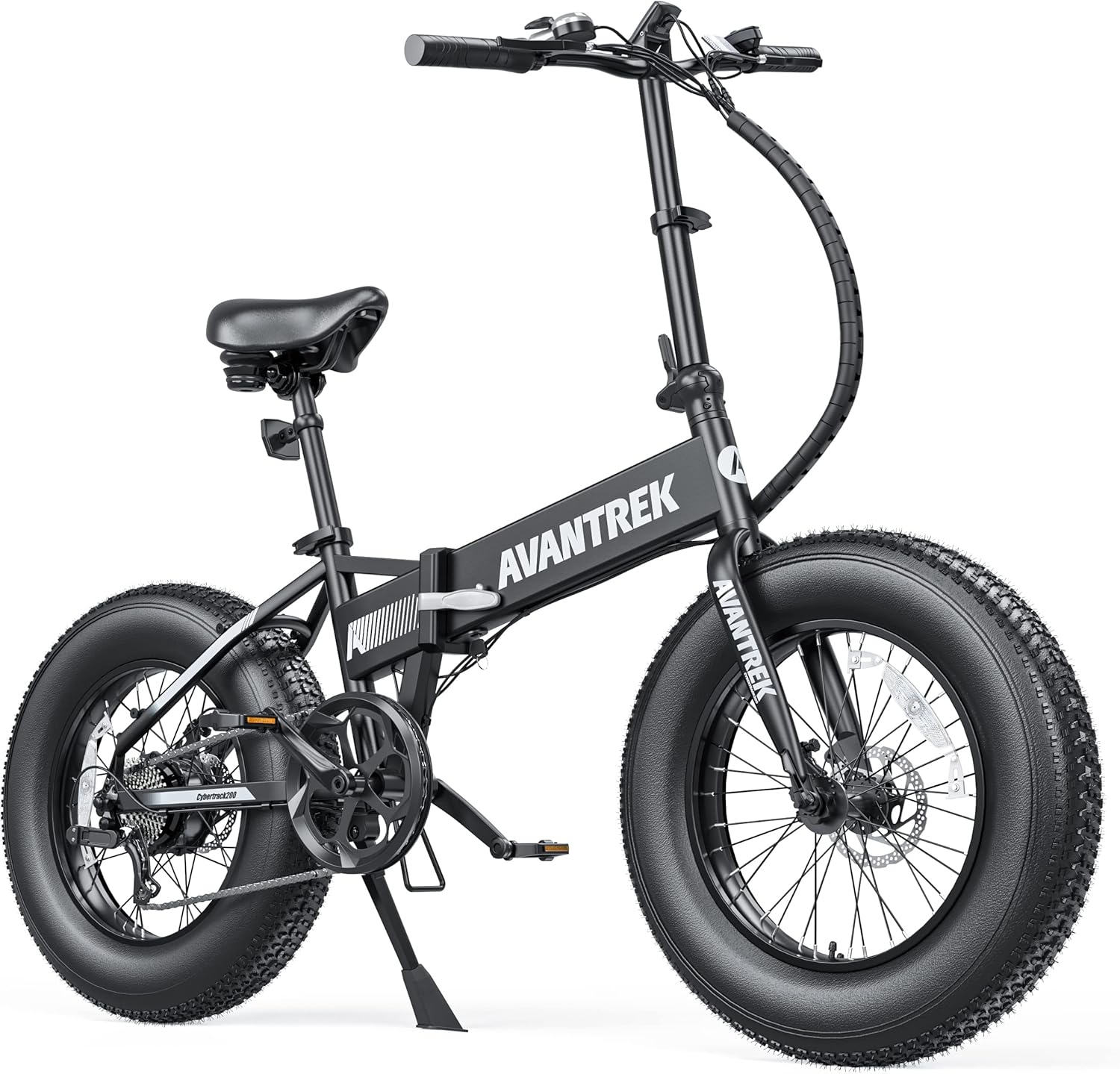 AVANTREK Cybertrack 200 Electric Bike for Adults, 1.5X Faster Charge, 500W Brushless Motor, 48V/10Ah Removable Battery 20'' Folding Fat Tire Ebike