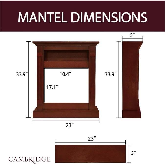 Cambridge Sienna 34-in. Electric Fireplace Heater with Cherry Mantel, Enhanced Log Display, Multi-Color Flames, and Remote Contr