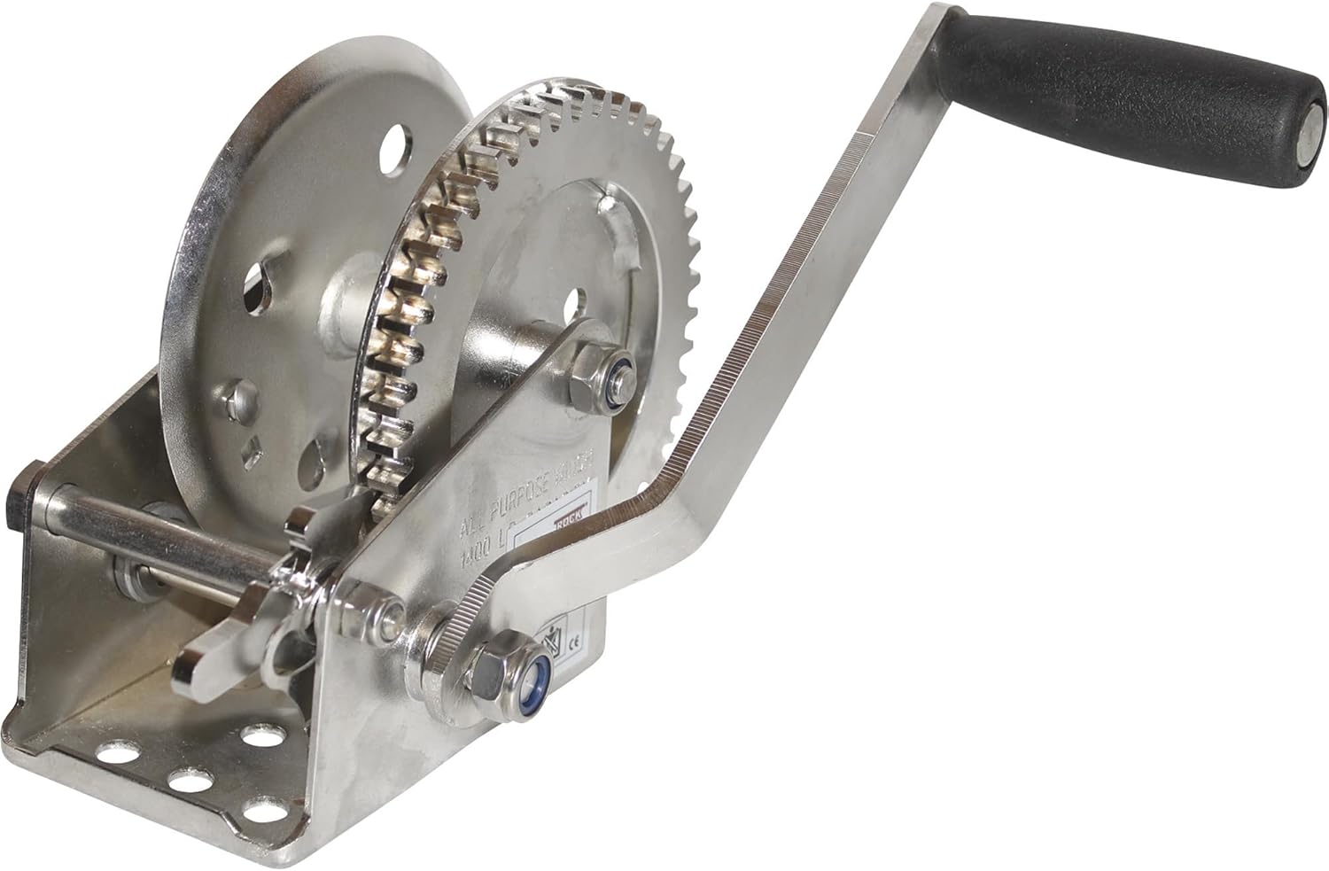 Single Speed Stainless Steel Hand Winch with Manual Brake - 1400-Lb. Pulling Capacity, Model Number EBW1400SS