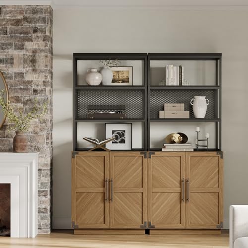 SICOTAS Book Shelf Bookcases with Storage - 75.3” Tall Book Shelves Case 5 Tier Large Modern Bookshelf Case with Door