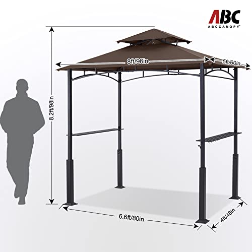 ABCCANOPY 8x5 Grill Gazebo - Outdoor BBQ Canopy Shelter with Led Light for Patio Backyard Grilling (Dark Gray)