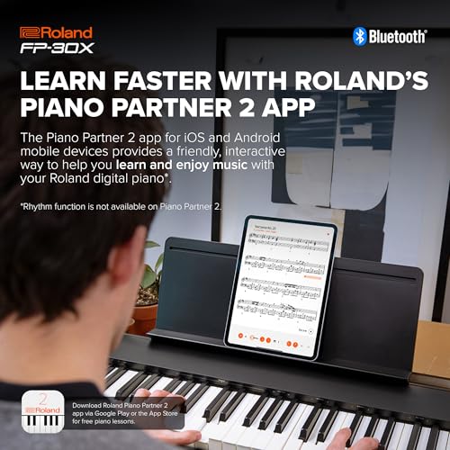 Roland FP-30X Digital Piano with Built-in Powerful Amplifier and Stereo Speakers. Rich Tone Authentic Ivory 88-Note PHA-4 Keyboard for unrivalled