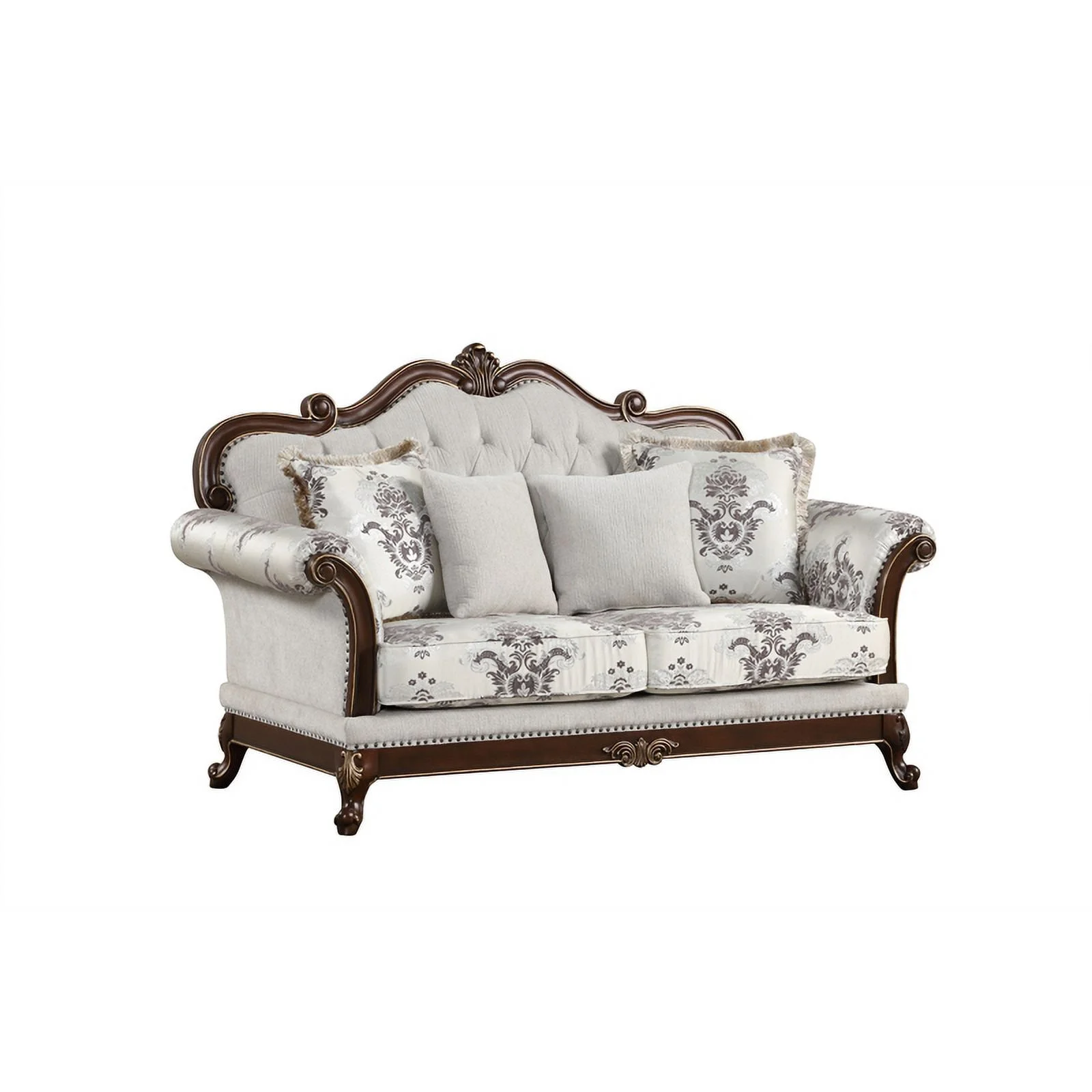 Gloria Traditional Style 2PC button tufted Living Room Set in White