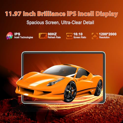 Android 15 Tablet 12 inch, AI Tablet 2K Display, Tablets with Case & 20W PD Charger, 20GB RAM 128GB RAM 1TB Expand, 8000 mAh