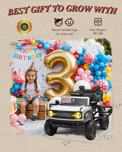 24V Ride on Toys for Big Kids, Licensed Ford Bronco Raptor 2 Seater Ride on Cars with Remote Control, Ride on Truck w/ 4-Wheeler Suspension, 3 Speeds