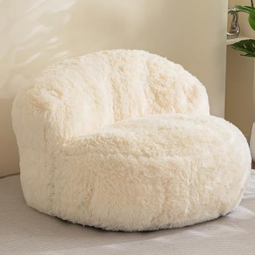 BYBYME Giant Bean Bag Chair, Faux Fur Bean Bag Couch with Filler Large Living Room Bean Bag Chairs for Adults
