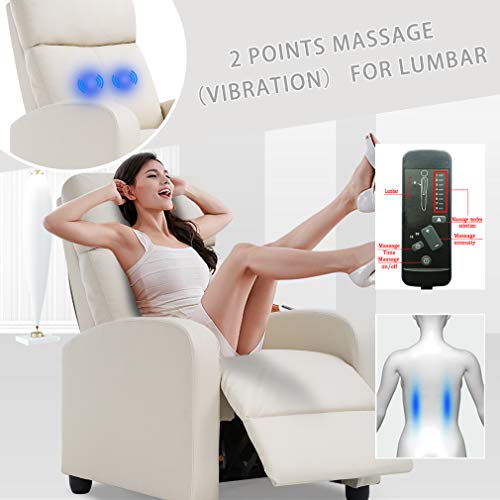 BestMassage | Recliner Chair | with 2 Point Massage Function | Black | with Lumbar Support, Adjustable Push Back, Wide Armrests