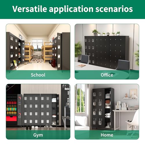 Metal Locker 3 Doors Storage Lockers for Employee,72" Tall Locker with Shelves and Hooks Steel Sports Locker for Office School Office Gym Home Garage