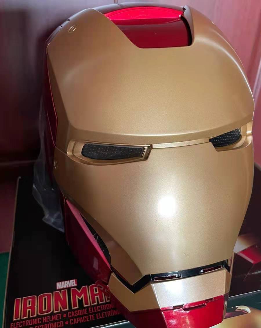 Adult Iron-Mans Helmet Electronic MK 5 Helmet with Jarvis Voice/Sensing/Remote Control Open/Close Sounds & LED Eyes Light Up Super Hero Movie 1:1