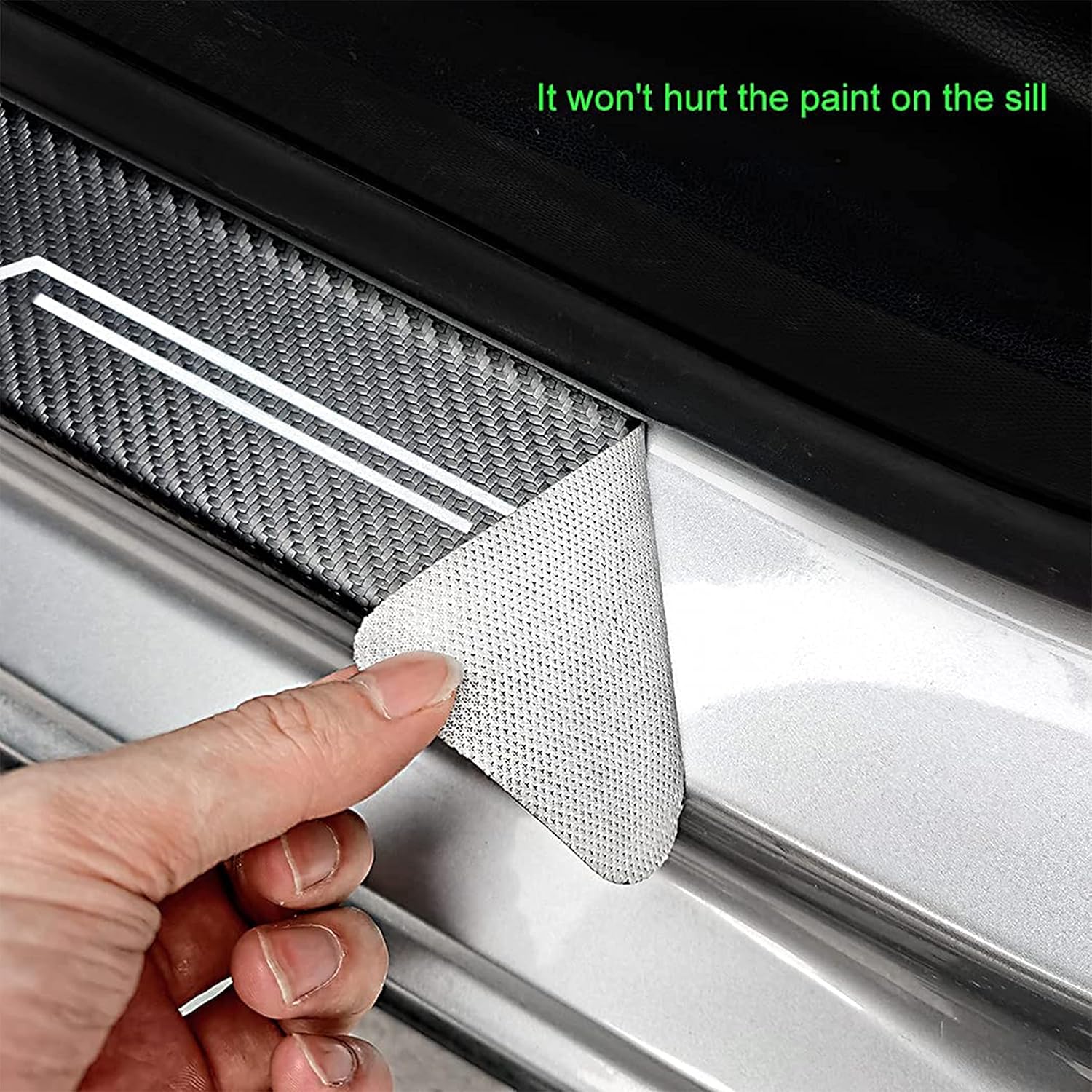 TSAYISI SANITARY 4pcs/Set Door Entry Guard Black Carbon Fiber Textured Leather Car Door Sill Protector Stickers for Toyota Rav4