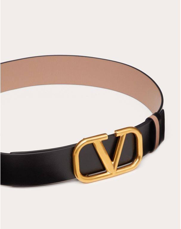 Valentino Garavani Reversible Vlogo Signature Belt in Glossy Calfskin 40mm