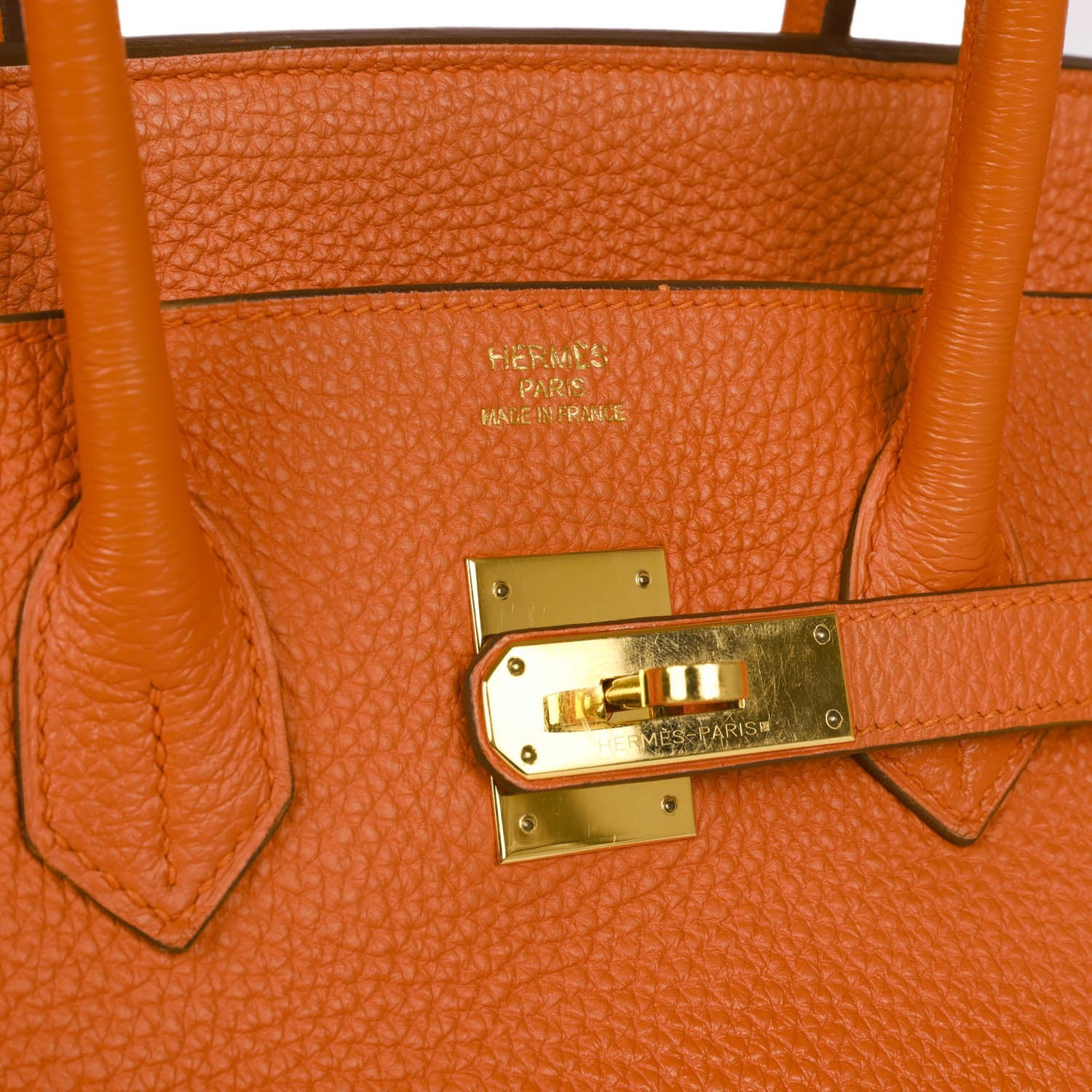 Pre-owned Hermes Birkin 35 Orange H Togo Gold Hardware