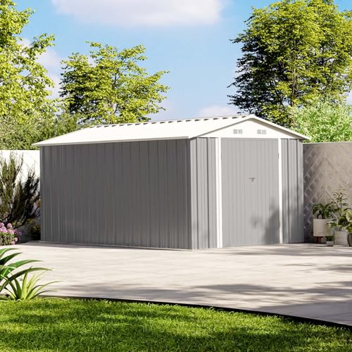 Patiowell 5x3 FT Outdoor Storage Shed, Tool Shed with Sloping Roof and Lockable Door, Metal Shed for Backyard Garden Patio Lawn, Brown