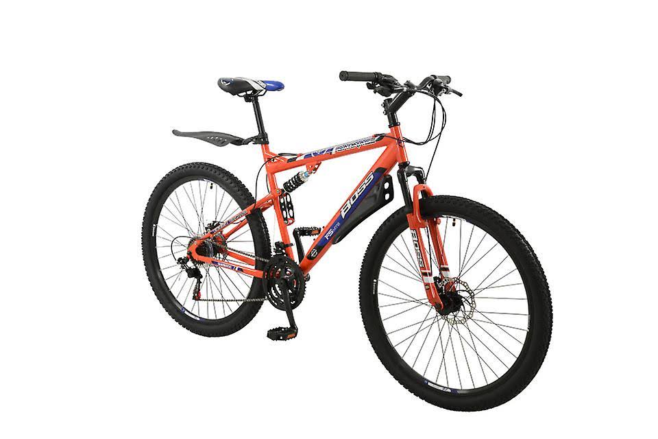 Boss Carnage 27.5 inch Full Suspension Mountain Bike 24 Speed Dual Suspension 18 inch Frame Colour Orange Male Teenager-Adult