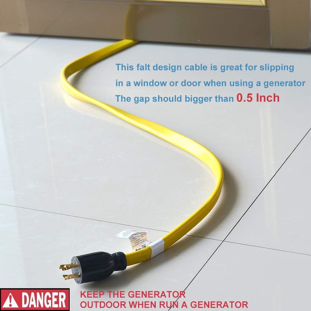 25 Feet Heavy Duty Generator Extension Cord,Generator Locking Cord,NEMA L5-30P/Three 5-15R, 3 Prong 10 Gauge Flexible Generator Cable