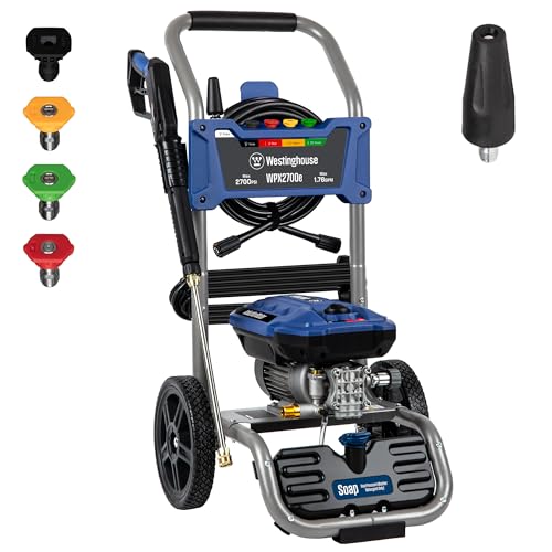 Westinghouse WPX3000e Electric Pressure Washer, 3000 Max PSI and 1.76 Max GPM, Induction Motor, Onboard Soap Tank, Spray Gun and Wand, 5 Nozzle Set