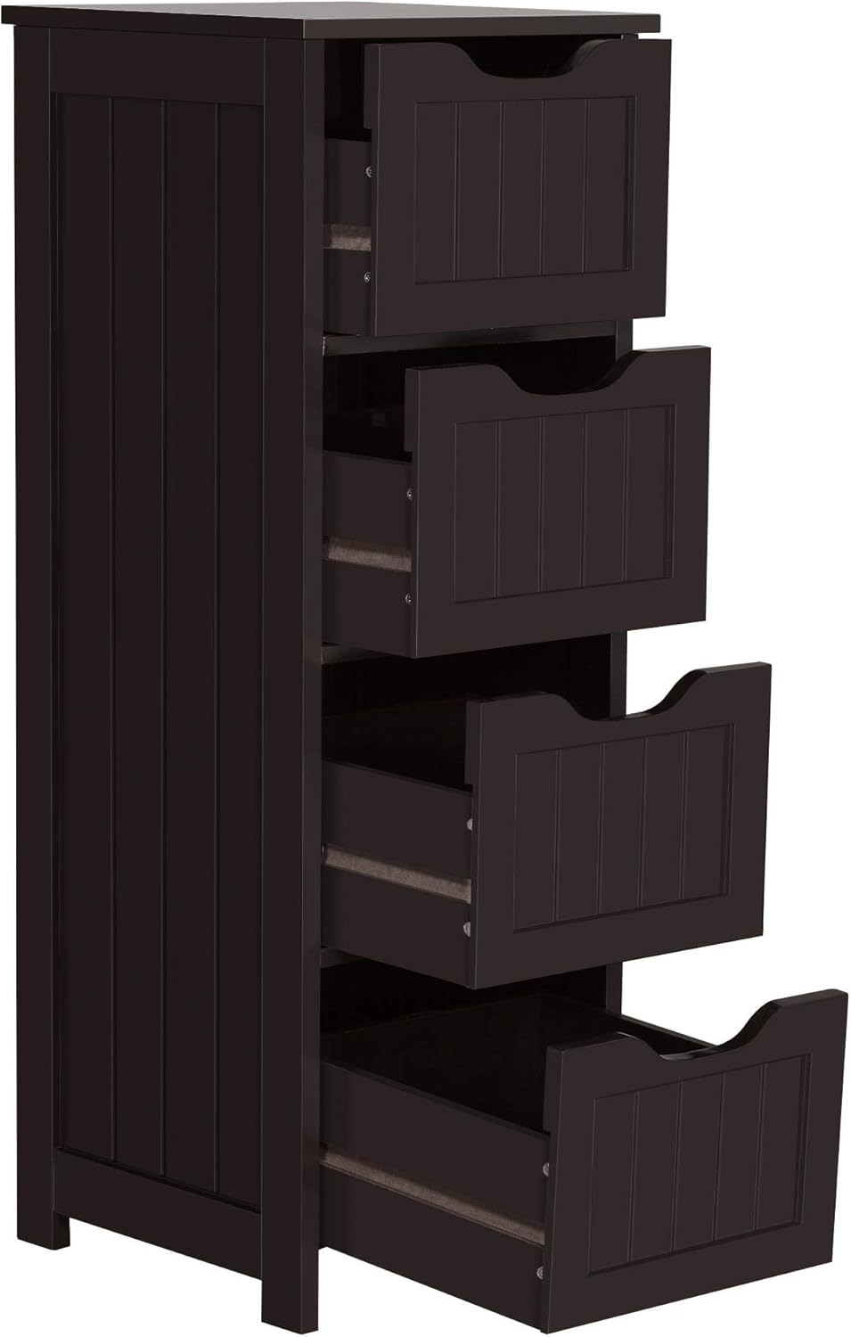 YAHEETECH Bathroom Floor Cabinet, Wooden Free Standing Storage Cabinet Side Organizer Unit Hallway Entryway Cabinet with 4 Drawers, Gray