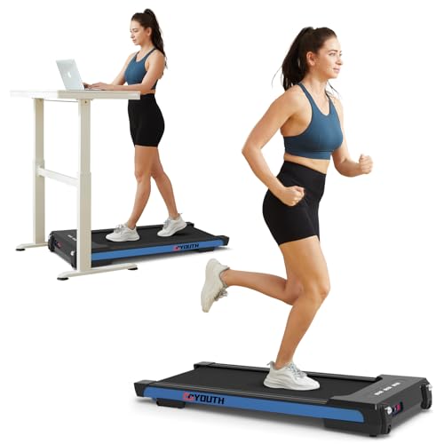 GOYOUTH 2 in 1 Under Desk Electric Treadmill Motorized Exercise Machine with Wireless Speaker, Remote Control and LED Display
