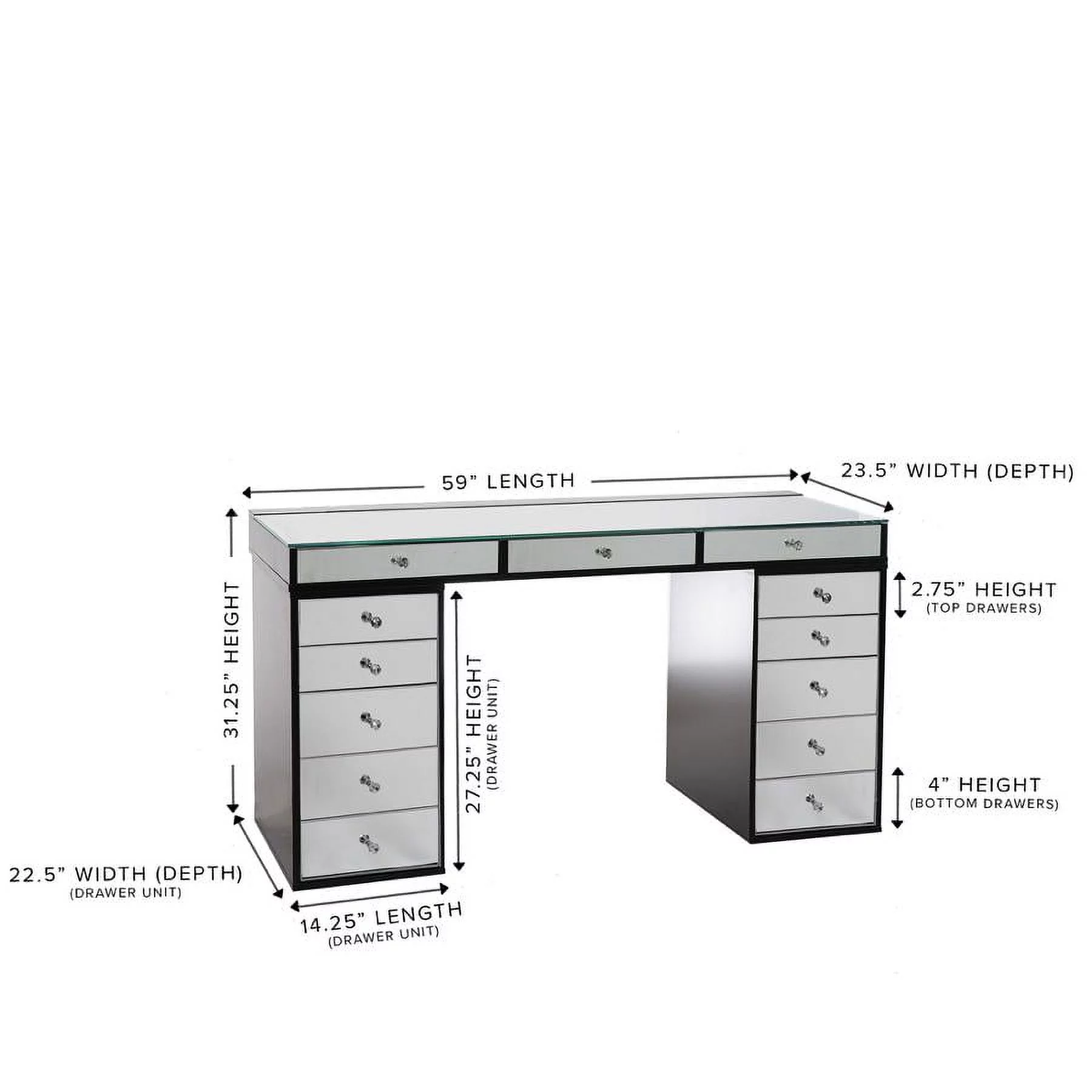 Impressions Vanity SlayStation 2.0 Mirrored Tabletop + 5 Drawer Units Bundle for Vanity Mirror & Make Up Storage