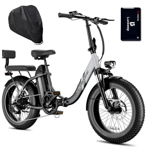 C23 2 Seater Electric Bike for Adults,750W Peak Motor 28 MPH, 720WH Removable Battery 65Miles Step-Thru Folding Ebikes,20" Fat Tire E-Bikes with NFC