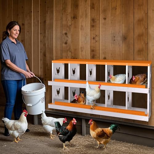 Garvee Chicken Nesting Box with Removable Tray, 8 Compartment Nesting Boxes for Chickens, Easy to Clean and Install