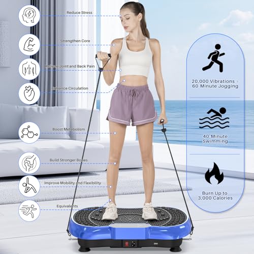 Vibration Plate Exercise Machine for Weight Loss – 100-Speed Platform with Bluetooth Speaker, Remote & Bands