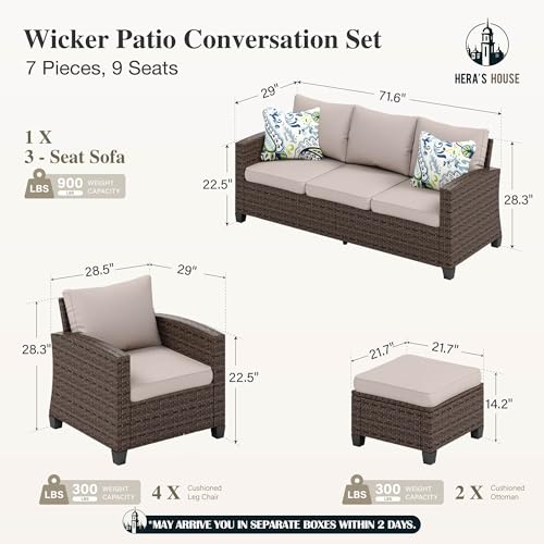 HERA'S HOUSE Patio Furniture Set with 56" Fire Pit Table, Outdoor Patio Conversation Sets