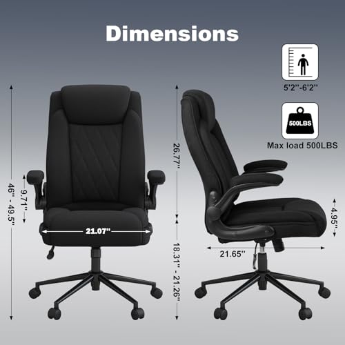 ralex-chair Big and Tall Fabric Office Chair -500 lb Heavy Duty Office Chair for Big Man, High Back Executive Office Desk Chair with 120&deg