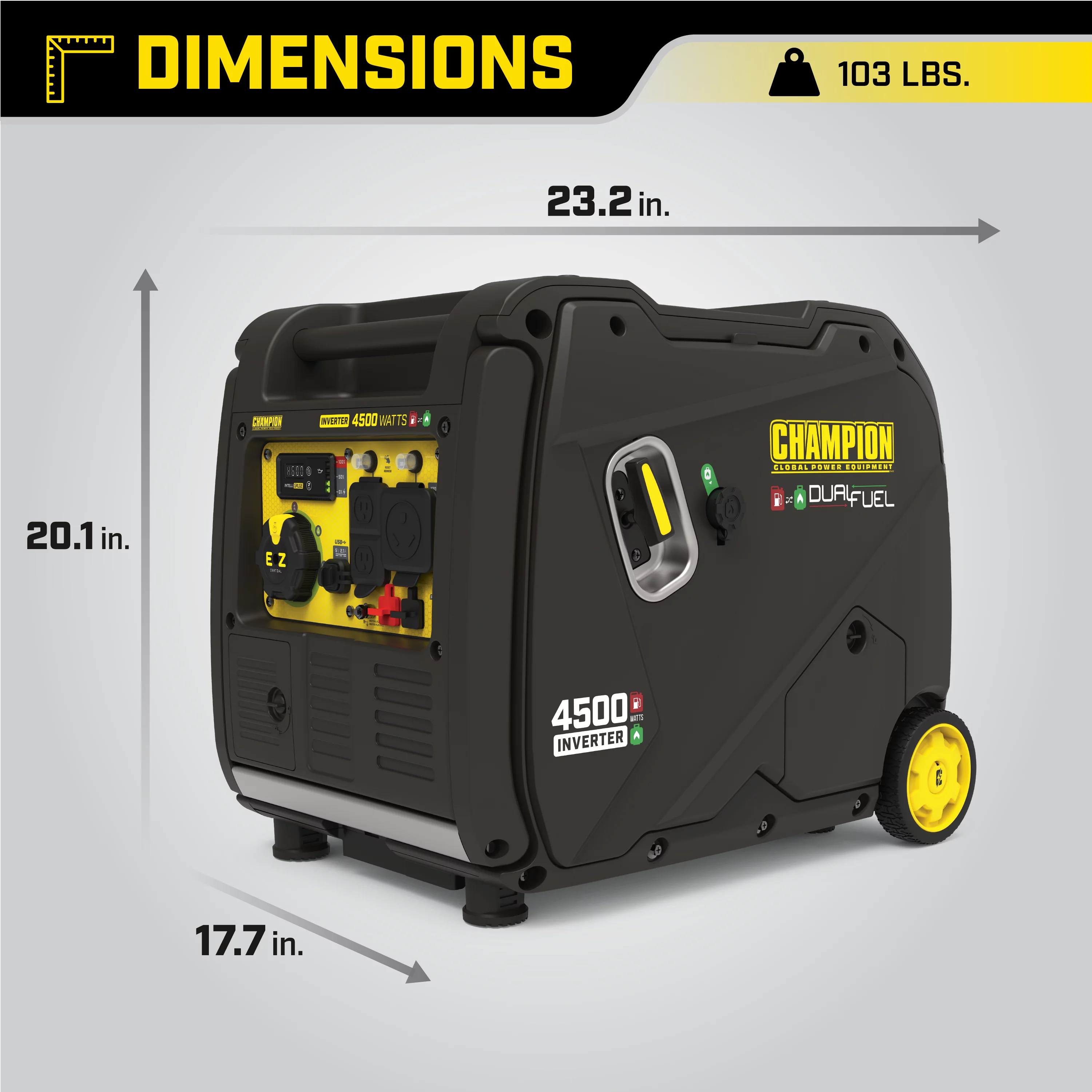 Champion 4500-Watt Portable Dual Fuel Inverter Generator with Quiet Technology, Electric Start