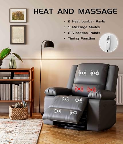 GarveeHome Power Lift Recliner Chair - Heat and Massage, Faux PU Electric Lift Recliner for Elderly & Mobility Impaired, Adjustable Back and Legs