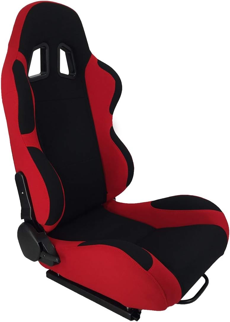 Parts-Diyer Racing Bucket Seats for Car Pair of Single Regulator Double Slide Track Race Car Seats Black Red Racing Seats
