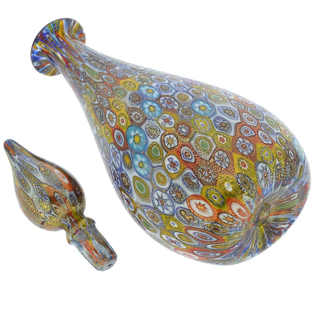 GlassOfVenice Murano Glass Millefiori Bottle Decanter - Multicolor