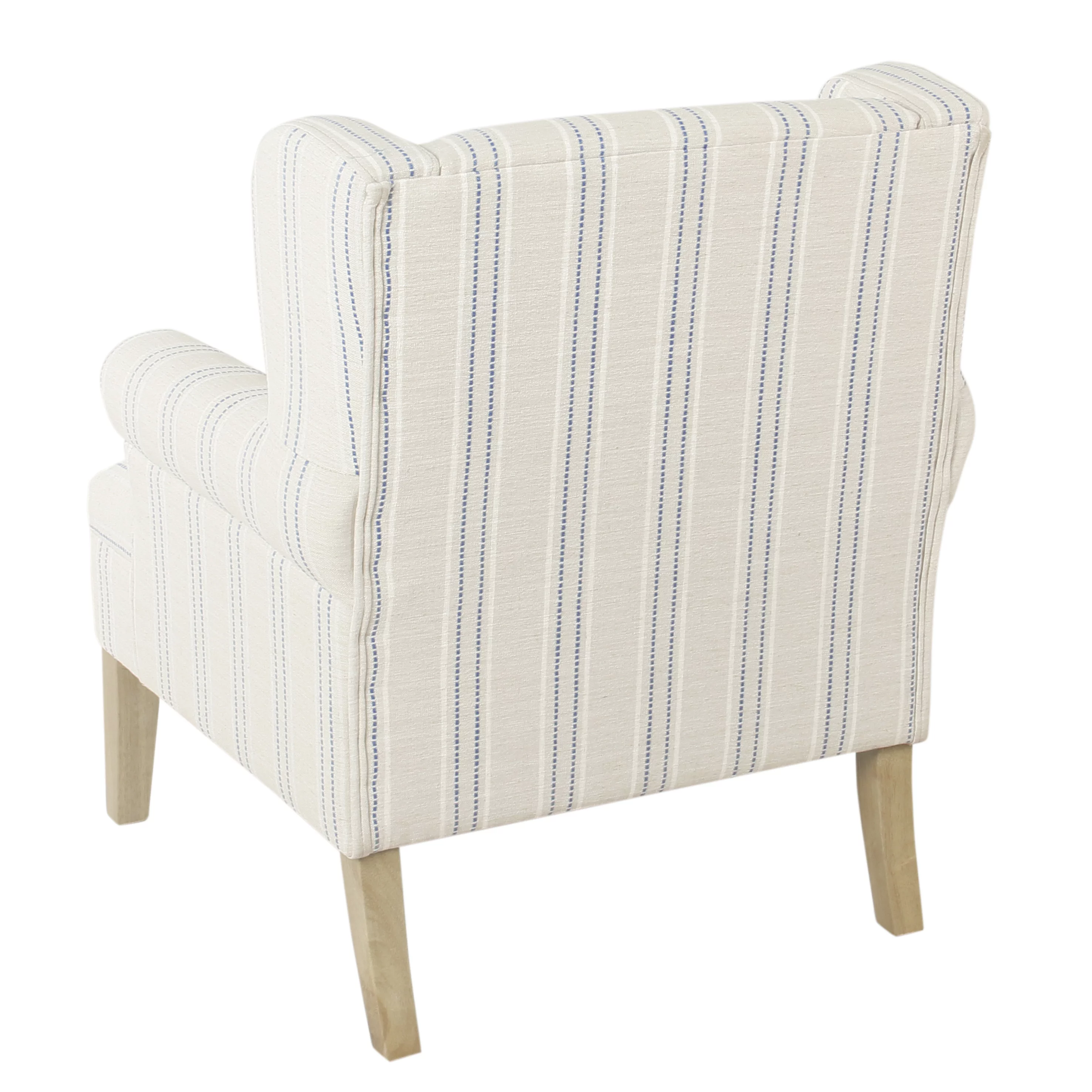 HomePop Emerson Wingback Accent Chair - Blue and Off-White Striped