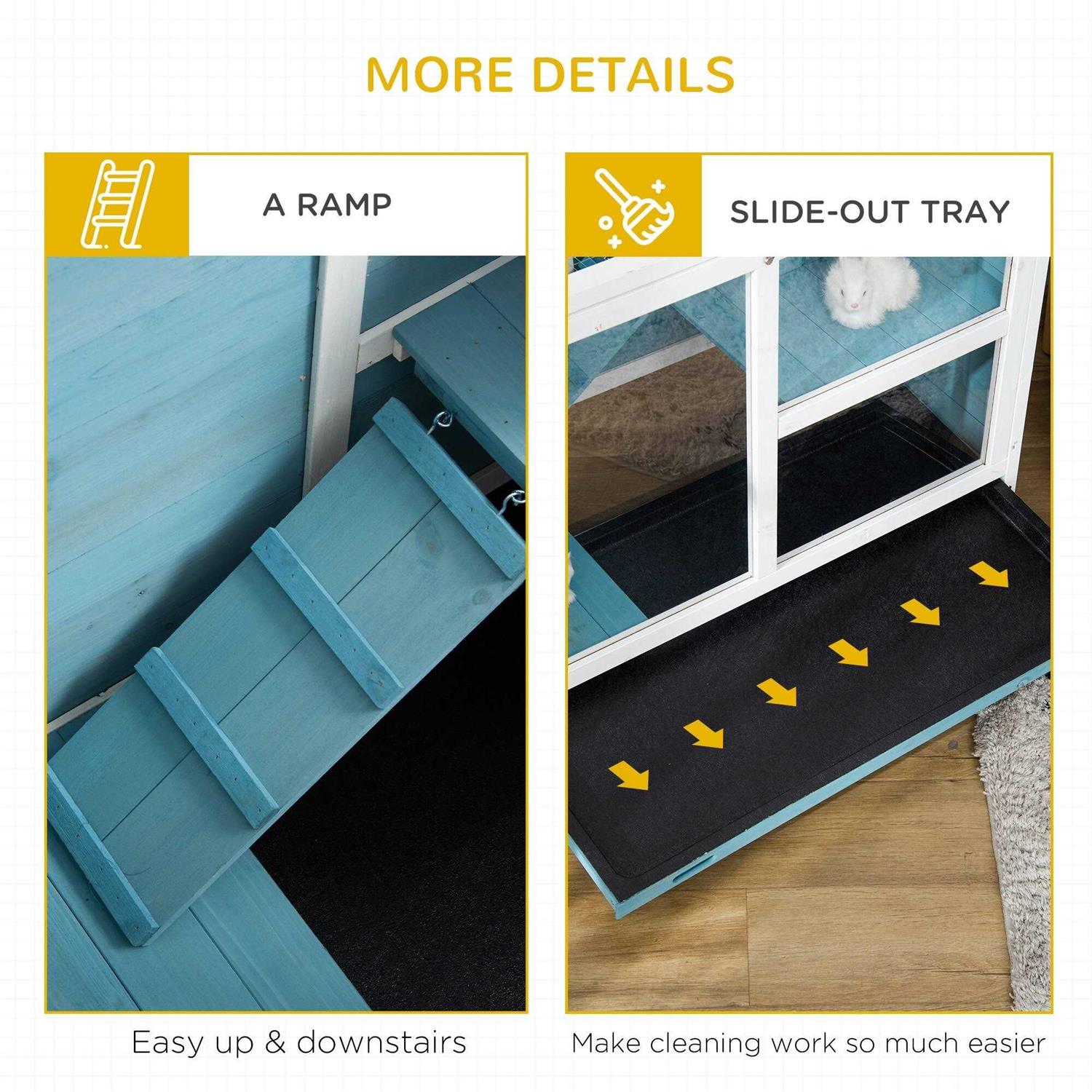 PawHut 2-Story Wooden Rabbit Hutch - Pet Supplies online store
