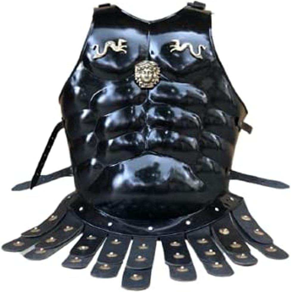 NauticalMart Greek Muscle Armor Cuirass with Apron Belt Medieval LARP Roman Muscle Jacket Armour Reenactment Breastplate for Cosplay Role Playing