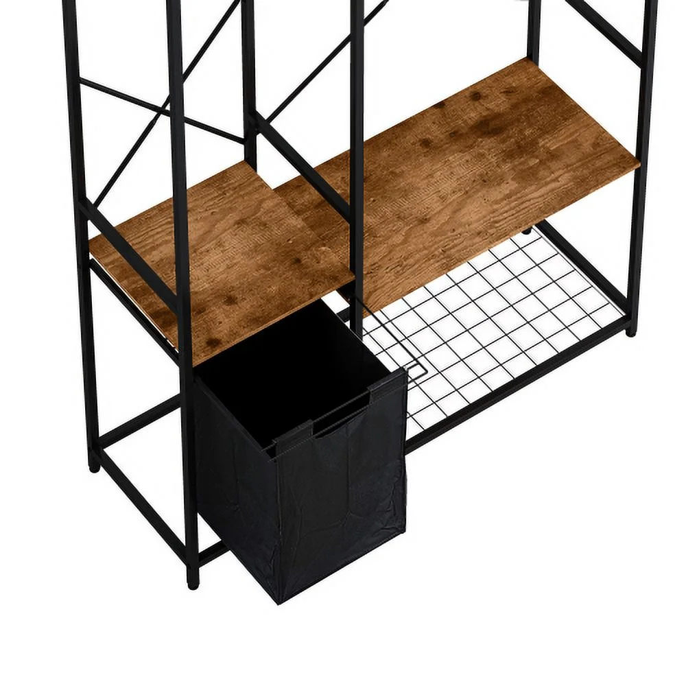Portable Wardrobe Clothes Rack, Freestanding Clothing Rack with Bottom Mesh Storage Rack