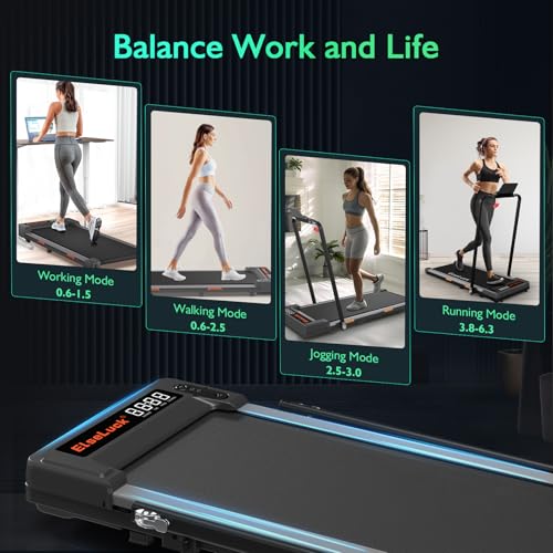 Elseluck Walking Pad, Under Desk Treadmill for Home Office, 2 in 1 Portable Walking Treadmill with Remote Control