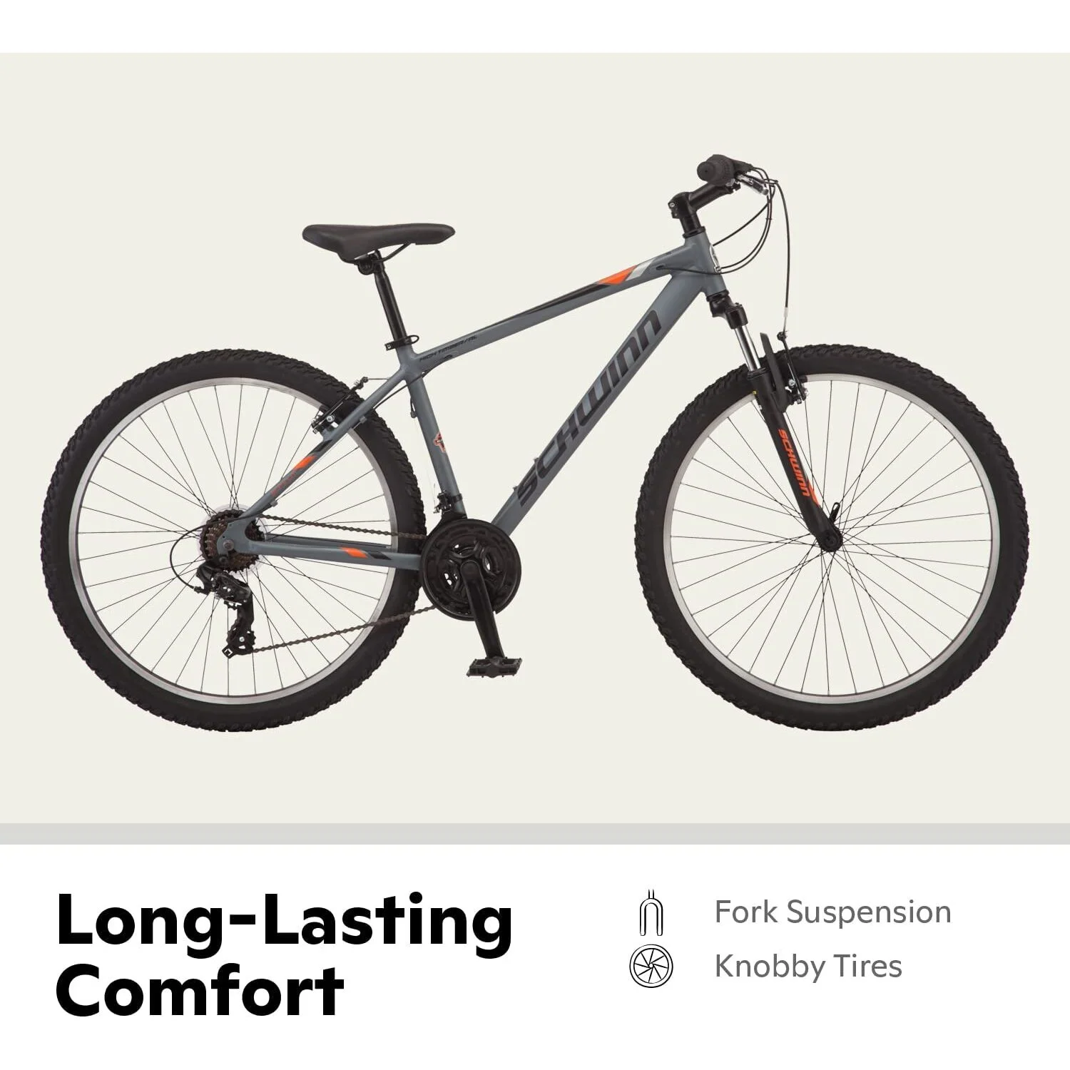 27.5" Schwinn High Timber Youth/Adult Mountain Bike, 21 Speeds, Aluminum and Steel Frame Options-Color:Grey,Style:Men's ATB