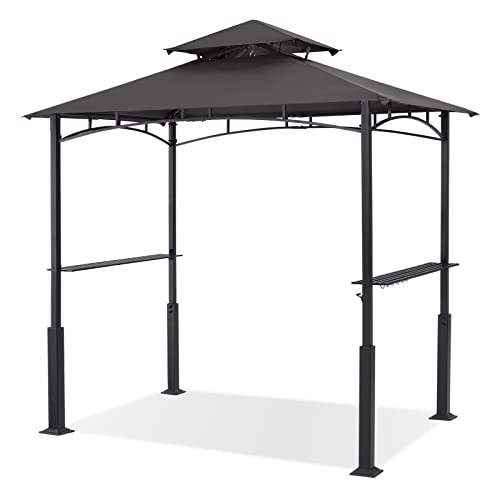 ABCCANOPY 8x5 Grill Gazebo - Outdoor BBQ Canopy Shelter with Led Light for Patio Backyard Grilling (Dark Gray)