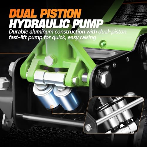 Auto Dynasty 4 Ton Low Profile Floor Jack, Heavy Duty Steel Hydraulic Car Jack with Dual Pistons Quick Lift Pump, Hydraulic Racing Floor Jack