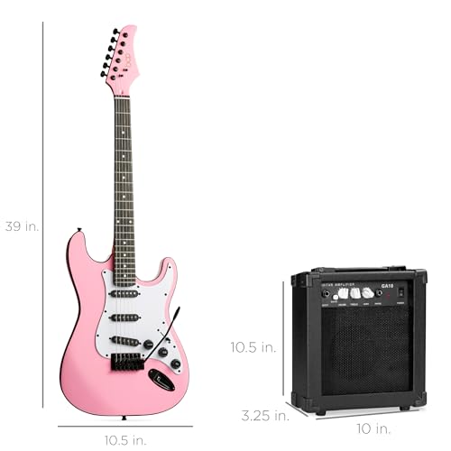 Best Choice Products 39in Full Size Beginner Electric Guitar Starter Kit w/Case, Strap, 10W Amp, Strings, Pick, Tremolo Bar - Sunburst