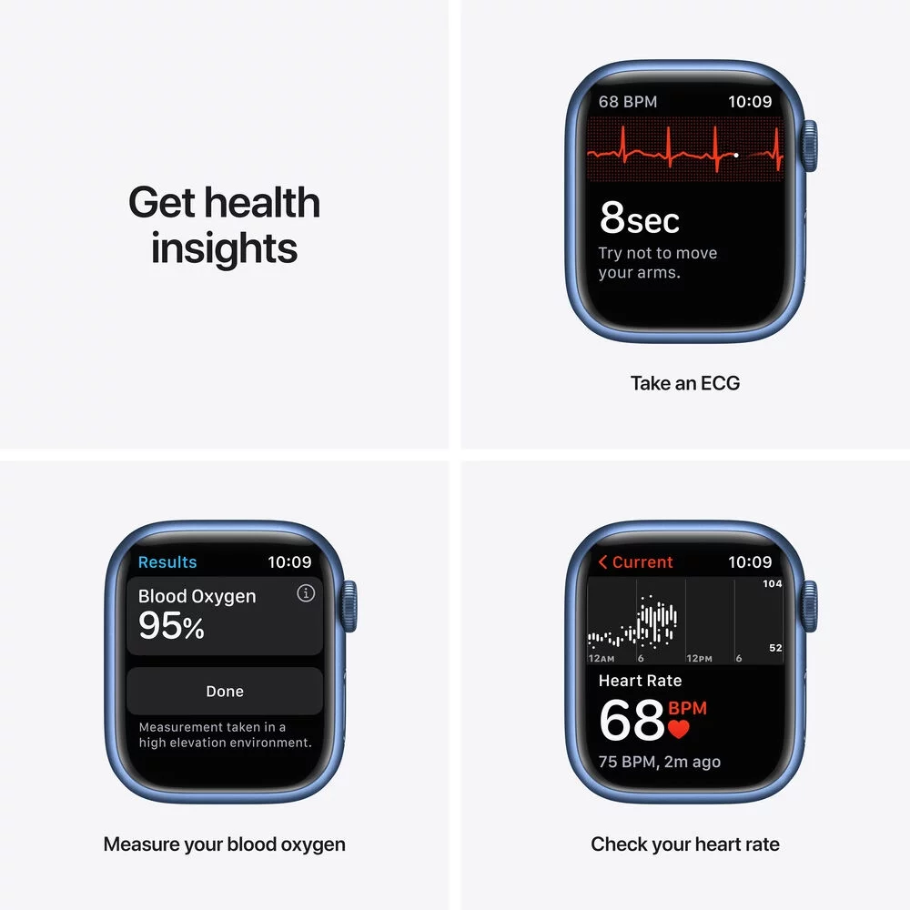 Restored Apple Watch Series 7, GPS + Cellular, 41mm Blue Aluminum Case with Abyss Blue Sport Band (Refurbished)
