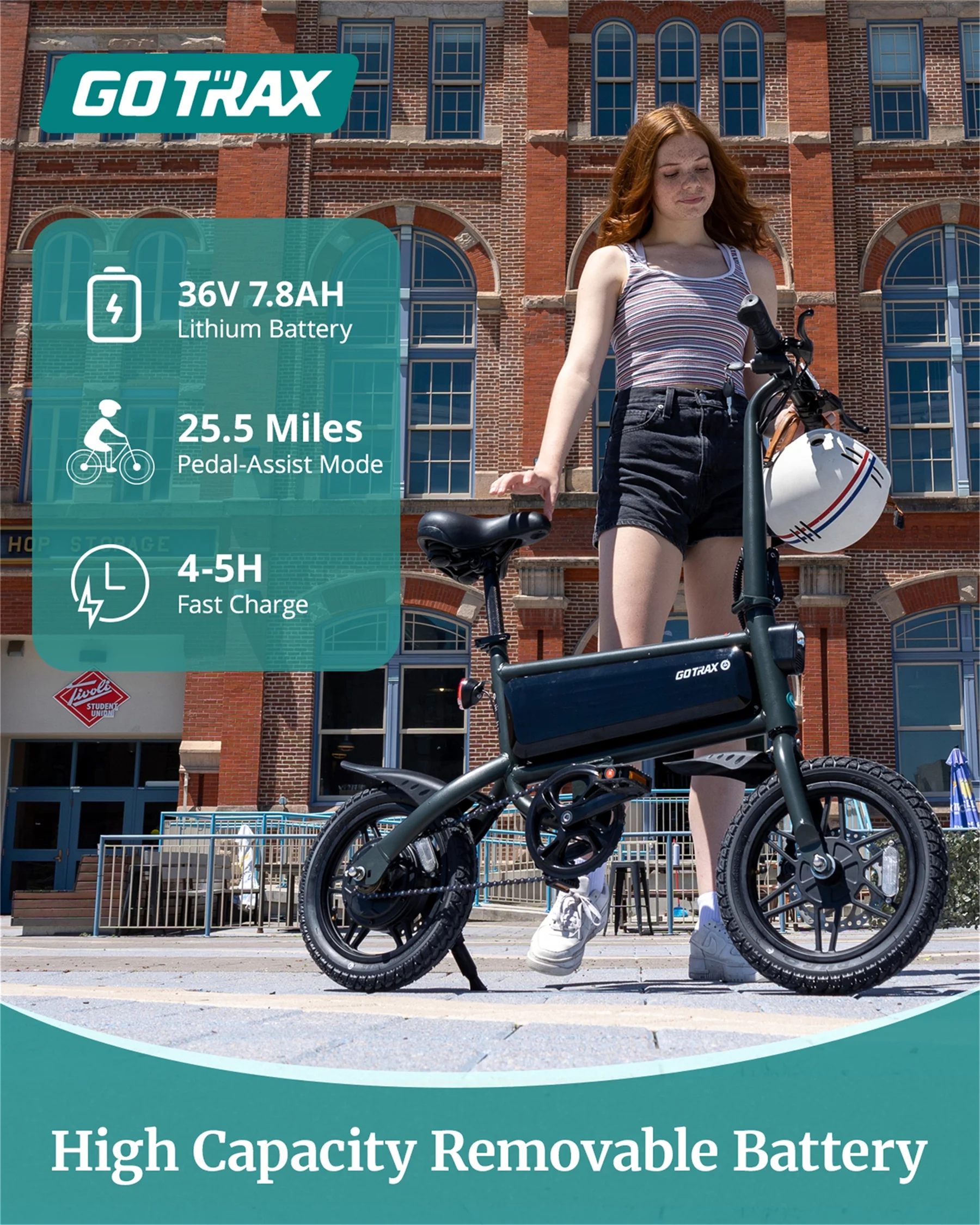 GOTRAX S2 14 Folding Electric Bike for Adults and Teens, 250W 15.5Mph, 15Miles LED Display Mini E-Bike for Commuting