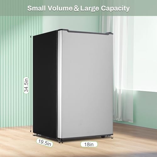 Maine Upright Freezer 3.6 Cu.Ft Mini Freezer with Reversible Stainless Steel Door Freestanding Compact Freezer with 3 Adjustable Thermostat