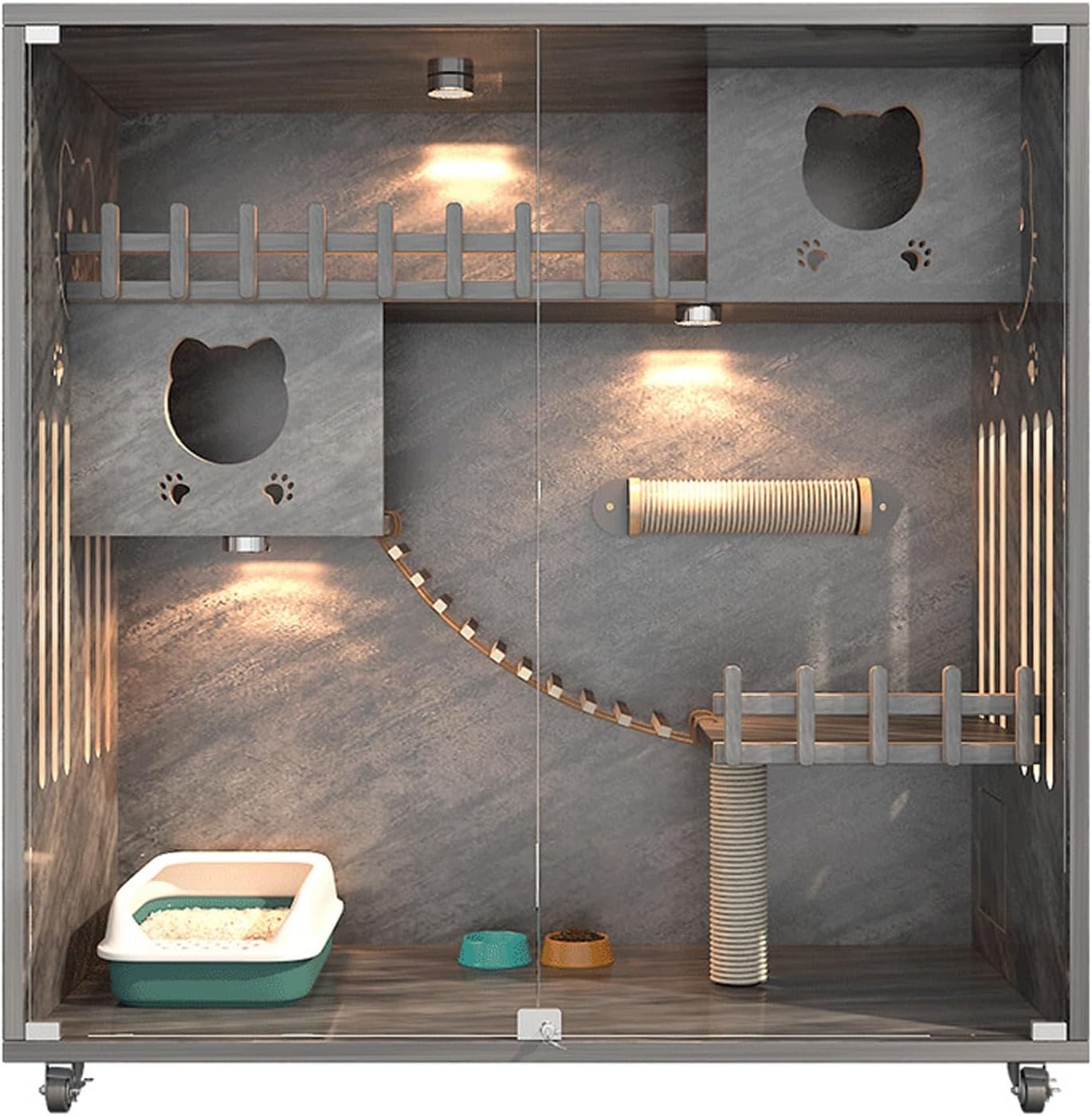 Large Cat Cage Indoor Catio Cat Enclosures, Wooden Cat Cage, Large Space with Scratching Post